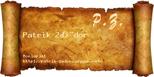 Patrik Zádor névjegykártya